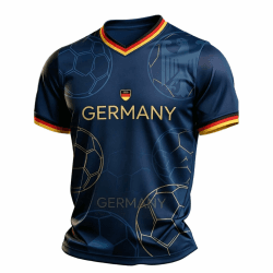 WM Trikot 2026 Deutschland T-Shirt Herren Retro Fußball Trikot Mit Adler Fußballfans Tee Top Kurzarm Deutschland-Symbol T Shirt Deutsche Flagge Freizeitshirt Klassische Sommer Germany Tshirt L 04 Blue Angebot bei HelloDeals