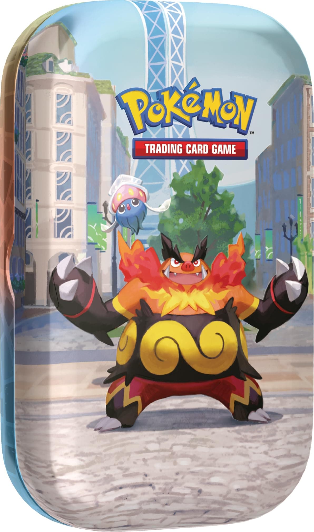 Pokémon-Sammelkartenspiel: Mini-Tin-Box Illumina City: Flambirex & Iscalar (2 Boosterpacks, 1 Bildkarte und 1 Stickerbogen) Angebot bei HelloDeals