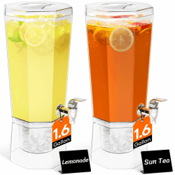 Lifewit 6L Getränkespender mit Zapfhahn und Ständer, 2 Stück Kunststoff Beverage Dispenser mit Schild für Limonade Saft Wasser Tee Getränke, Drink Dispenser für Partys Buffet Küche, 44 x 18 cm/17x7" 2 6L Angebot bei HelloDeals
