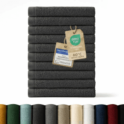 Blumtal Premium Frottier Gästehandtücher Set 12 teilig 100% Baumwolle - Oeko-TEX zertifiziertes Gästehandtuch 12x (30x30 cm) - Ultra saugstarkes Gästetücher Set waschbar °60 - Handtücher Anthrazit 03 Anthrazit 12 Gästetücher quadratisch - 30x30 cm Angebot bei HelloDeals