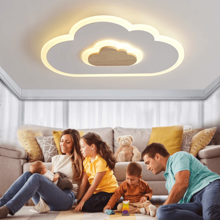 AOEH LED Deckenleuchte Schlafzimmer Kinderzimmerlampe Deckenlampe Deckenleuchte für Kinder Wolken deckenleuchte Holz Stufenloses Dimmen mit Fernbedienung Mit Nachtlichtfunktion,40cm D40cm-Stepless dimming Angebot bei HelloDeals