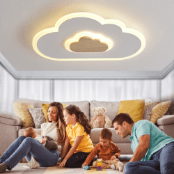 AOEH LED Deckenleuchte Schlafzimmer Kinderzimmerlampe Deckenlampe Deckenleuchte für Kinder Wolken deckenleuchte Holz Stufenloses Dimmen mit Fernbedienung Mit Nachtlichtfunktion,40cm D40cm-Stepless dimming Angebot bei HelloDeals