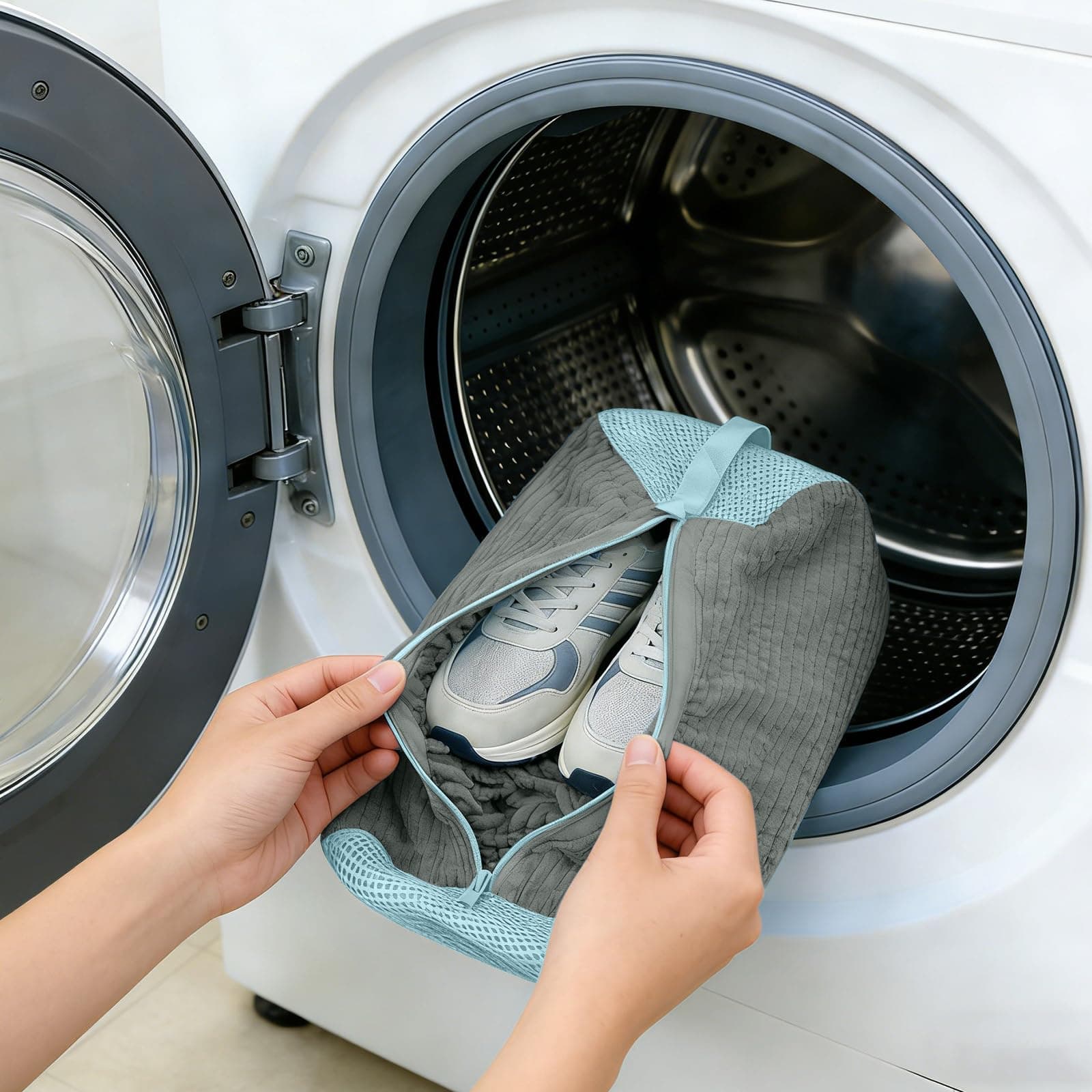 Schuhwäschesack für Waschmaschine, wiederverwendbarer Wäschesack für Waschmaschine und Tiefenreinigung und langlebig, geeignet für alle Schuhe, Grau Angebot bei HelloDeals