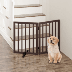 Hundegitter für Türöffnungen, freistehendes faltbares Hundegitter für Innenräume, Haustiergitter für Türöffnungen im Schlafzimmer, Welpengitter mit Metallstützfüßen, Raumteiler 2 Paneele (Braun) Braun 2 Panel - 37"Wide Angebot bei HelloDeals