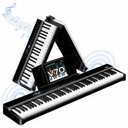 TERENCE V70 Klappbares Digitalpiano E-Piano mit 88 Tasten gewichtete Hammertastatur 4 Lautsprecher 20W+5W*2 kraftvoller Sound Piano Keyboard mit Bluetooth Kopfhöreranschluss inklusive Zubehör,Schwarz Angebot bei HelloDeals