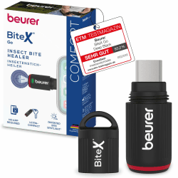 Beurer BiteX Go Deep Black Insektenstichheiler für Smartphone, Mückenstich Hitzestift gegen Juckreiz & Schwellungen durch Wärme, elektrischer Stichheiler Handy für Android & iPhone (USB-C), mit Licht 4,35 x 1,45 cm Angebot bei HelloDeals