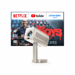 Smart Mini Beamer 4k Heimkino[Integrierte Netflix-App & 30000 Lumen] VOPLLS Verbesserte Version TOF Autofokus/Trapezkorrektur Projektor, WiFi6 Bluetooth FHD 1080P Beamer Outdoor für Handy/PC Goldfarben Angebot bei HelloDeals