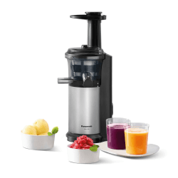 Panasonic MJ-L500S Slow Juicer / Entsafter / 2 Einsätze für Säfte & tiefgefrorene Zutaten / Frozen Joghurt / Silber Edelstahl/Schwarz Angebot bei HelloDeals