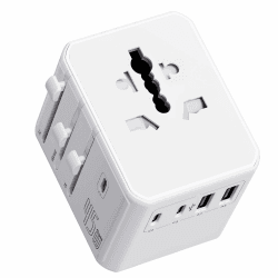Auxmir Reiseadapter Weltweit, 45W PD Schnelles Aufladen Steckdosenadapter mit 2 USB A und 3 USB C, Internationaler Reisestecker für EU USA UK Japan Australien Thailand, Travel Adapter für Reisen 45WWeiß Angebot bei HelloDeals