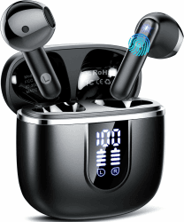 Bluetooth Kopfhörer 5.4, 2026 Kopfhörer Kabellos Bluetooth In Ear mit 4 ENC Noise Cancelling Mics, 40Std Stereo Ohrhörer mit LED Anzeige USB-C, IP7 Wasserdicht Wireless Earbuds für Sport Arbeit Office Mattes Schwarz Angebot bei HelloDeals