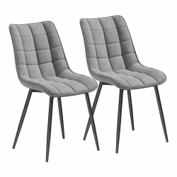 WOLTU Esszimmerstühle 2er Set, für Wohnzimmer Küche Esszimmer, Küchenstühle gepolstert mit Rückenlehne, Sitzfläche aus Samt, mit Metallbeinen, bis 150 kg belastbar,Hellgrau Hellgrau 2er Set Angebot bei HelloDeals