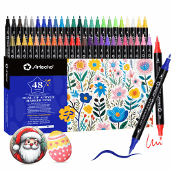 Artecho Acrylstifte Set 48 Farben, wasserfeste Dual Tip Acrylmarker mit 1 mm Feinspitze & 0,5-5 mm Pinselspitze, deckend für Steine, Glas, Holz, Keramik, Leinwand & DIY 48 Farben(Dual Tip) Angebot bei HelloDeals