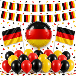 XXL Dekoset Fanartikel Deutschland Dekoration Set - Luftballons uvm. mit über 50 Teilen für Fußball WM 2026 1x Tischdeko Set DE Angebot bei HelloDeals