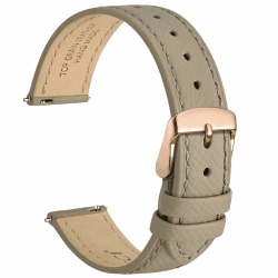 WOCCI Grace Uhrenarmband, Top Grain Leder, Schnellverschluss, Ersatzbänder, Edelstahlschnalle, Bandbreite 12mm 13mm 14mm 15mm 16mm 18mm 20mm Tee (Rosegoldener Schnalle) 18mm Angebot bei HelloDeals