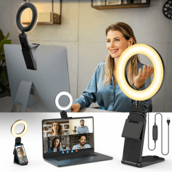 New Ringlicht LED Videolicht Dauerlicht Laptop PC,Evershop 5” Streaming Licht mit Stativ&Handyhalter 3 Lichtfarben+10 Helligkeiten 360°Drehbar Videokonferenz Licht für Tiktok Zoom YouTube Live Stream Schwarz Angebot bei HelloDeals