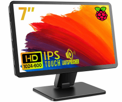 ROADOM 7" Touchscreen Monitor für Raspberry Pi, IPS 1024×600 FHD Display mit Gehäuse, Dual Lautsprecher, HDMI-Eingang, kompatibel mit Pi/PC/Kamera/Gaming/TV 7 Zoll Angebot bei HelloDeals