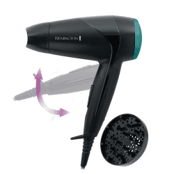 Remington Haartrockner [klein & klappbar & leistungsstark] On The Go (2000 W, weltweite Spannungsanpassung 120/220-240V, Stylingdüse & Diffusor, 2 Kombi-Heiz- & Gebläsestufen) Reisehaartrockner D1500 Weiß Angebot bei HelloDeals