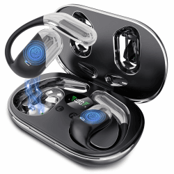 Paekole Offene Ohr Kabellose Ohrhörer, Sport Bluetooth Kopfhörer, 80 Stunden Akkulaufzeit mit LED-Akkuanzeige, Geräuschunterdrückung, IP55 Wasserdicht für Training Laufen (Schwarz) Angebot bei HelloDeals