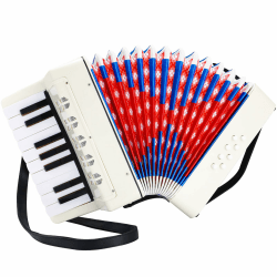 Akkordeon für Kinder und Erwachsene, 17 Tasten 8 Bässe Piano Ziehharmonika Mit Einstellbare Trageriemen, Musikinstrument für Anfänger Ab 3 Jahre (Weiß) Angebot bei HelloDeals