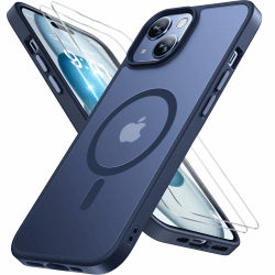 Miracase Magnetisch für iPhone 15 Hülle Kompatibel Mit MagSafe[mit 2 Schutzglas] Militärnorm Schutz Anti-Fingerabdruck Schlanke Ausführung Handyhülle für iPhone 15 6,1 Zoll, Matt-Blau iPhone 15 6,1 Blau Angebot bei HelloDeals
