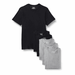 Amazon Essentials Herren Unterhemden Aus Baumwolle Mit Rundhalsausschnitt In Slim-Fit-Passform, 6er-Pack S Grau Meliert/Schwarz Kurzarm Angebot bei HelloDeals