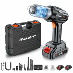 SEALIGHT Handstaubsauger Akku Kabellos, 35000Pa Auto Staubsauger Stark mit 60 Min Laufzeit, 2 Wiederaufladbare Batterien, Bürstenlosem Motor, Mini Staubsauger per Auto, Tierhaare, Sofa Reinigung Weltraumschwarz Angebot bei HelloDeals