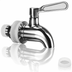 Zapfhahn aus Edelstahl 304 (16 mm Gewinde) mit Zubehörset - Ersatzhahn für Getränkespender, Saft, Kombucha, Bier, Wein - rostfrei, lebensmittelecht Angebot bei HelloDeals