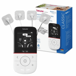 Beurer EM 56 Digital TENS/EMS, 3-in-1 Reizstromgerät zur medikamentenfreien Schmerzlinderung durch elektrische Nervenstimulation, Muskeltraining, Massagefunktion, 22 Programme, inkl. 4 Elektroden Schwarz-weiß Angebot bei HelloDeals