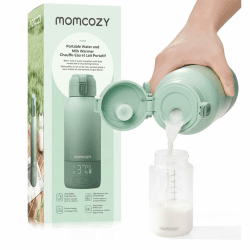 Momcozy MW05 Tragbarer Flaschenwärmer Baby für unterwegs, 500ml Kapazität + 24x Nutzung/Akku | TÜV-CE zertifizierter Flaschenwärmer | Schnellaufheizen in 3 Min. (BPA-frei, Inkl. USB-C Kabel), Grün Angebot bei HelloDeals