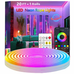 6M RGB Neon LED Strip Lights, Musik Sync, 24V Flexible Streifen mit App/Fernbedienung anwendbar auf Schlafzimmer, Raum & Außendekoration 19.7 FT Angebot bei HelloDeals