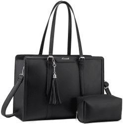 LOVEVOOK Laptoptasche 17 Zoll Handtasche Damen Umhängetasche Leder Tote Bag Women Shoulder Crossbody Bag Große Shopper Tasche Elegante Schultertasche Aktentasche Arbeitstasche Lehrertasche für Büro 17.3 zoll Schwarz Angebot bei HelloDeals