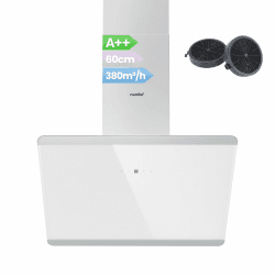 COMFEE' CH60J64ET4A2W A++ Dunstabzugshaube 60 cm, Kopffreihaube 60cm Umluft und Abluft, 380m³/h Luftstrom, Edelstahl/Glas Design mit Touchscreen, LED, Abzugshaube inkl. Kohlefilter, Weiß Weiß,touch,60cm,a++ Angebot bei HelloDeals