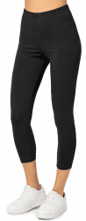 Merry Style Damen Leggings 3/4 aus Baumwolle mit Stretch - Leichte Capri Leggings Damen aus atmungsaktiver, elastischer Baumwolle, ideal für Yoga Sport MS10-199 XL Schwarz Angebot bei HelloDeals