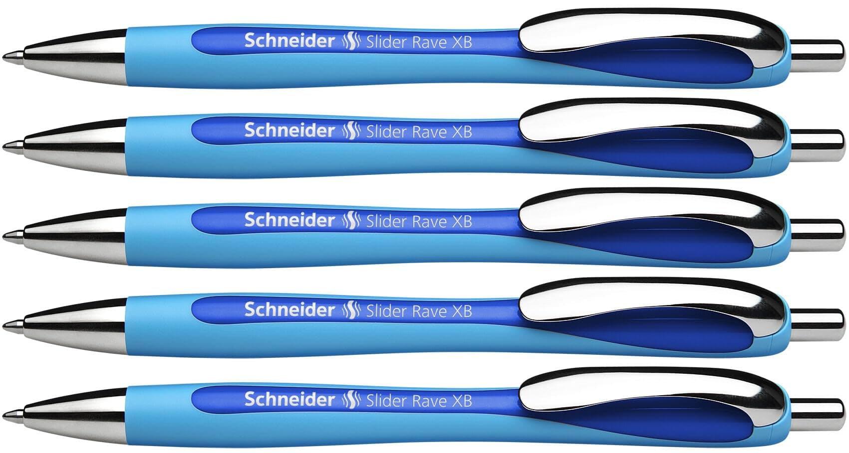 Schneider 132503 Slider Rave XB Kugelschreiber (Weiches Schreiben ohne Kratzen für lange Texte in Schule, Uni und Beruf) 5 Stück, Hellblau-Blau, Tinte: Blau Hellblau-Blau | Tinte: Blau 5 Angebot bei HelloDeals