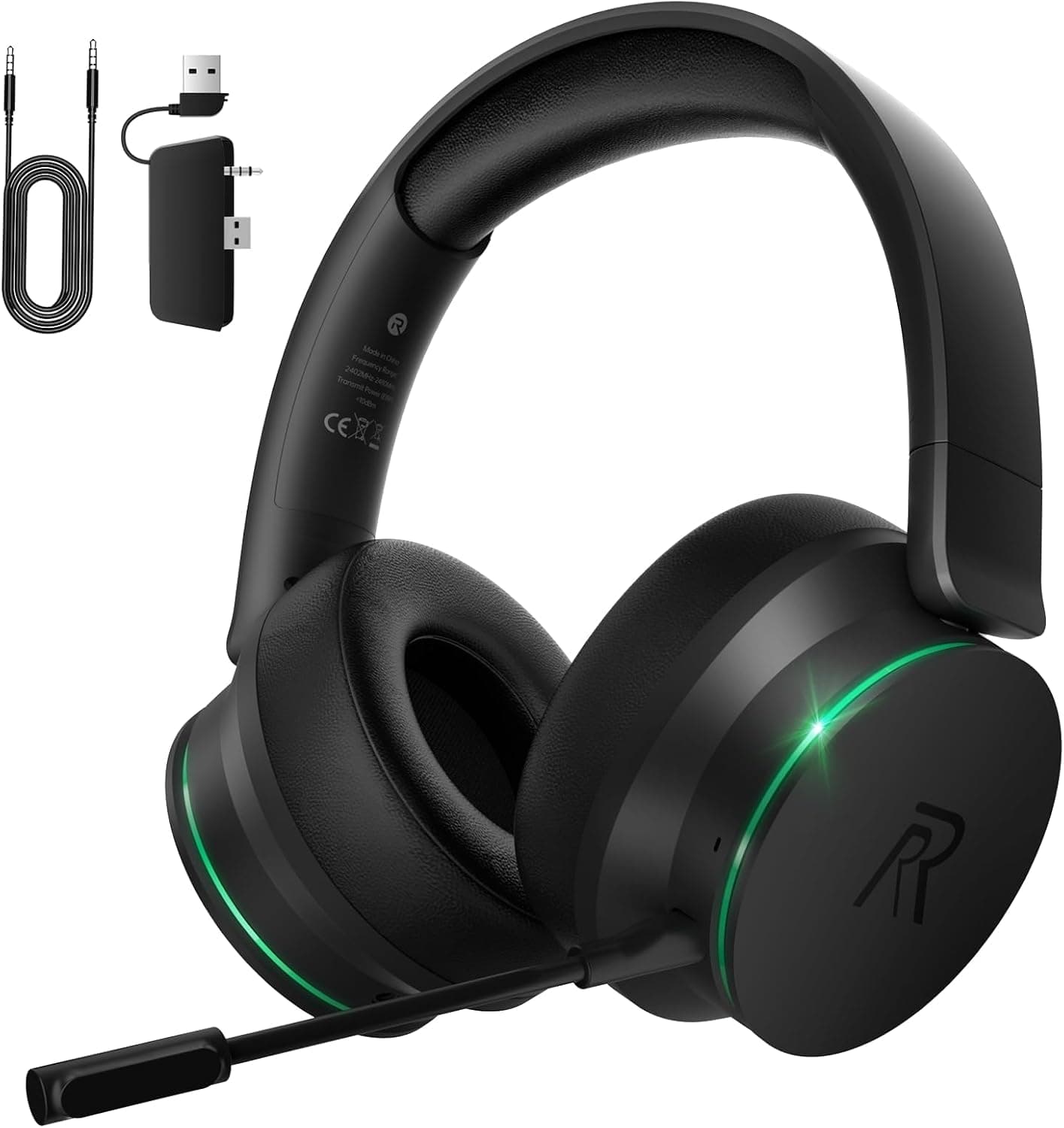 Wireless Gaming Headset für Xbox Series X|S, Xbox One, PS5, PS4, Noise Cancelling Bluetooth 5.3 Kabelloses Gaming Kopfhörer, PC Headset mit Mikrofon, 3D-Surround-Sound, 45H Batterie, Schwarz-Grüne Schwarz Grüne Kein Stecker Angebot bei HelloDeals