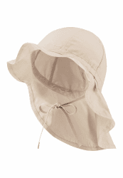 Sterntaler Sonnenhut - Unisex Sommerhut - UV-Schutz 50+ Mütze mit breiter Krempe und Größenregulierung - Nackenschutz - Bindebänder - Baby und Kinder Kopfbedeckung aus Popeline (Bio) 51 beige Angebot bei HelloDeals