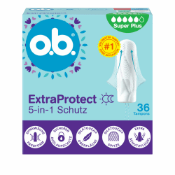 o.b. ExtraProtect 5-in-1 Schutz Tampons (1 x 36 Stk) Mit Extra Schutzflügeln Für Weltbesten Zuverlässigen Auslaufschutz Und Komfort Angebot bei HelloDeals