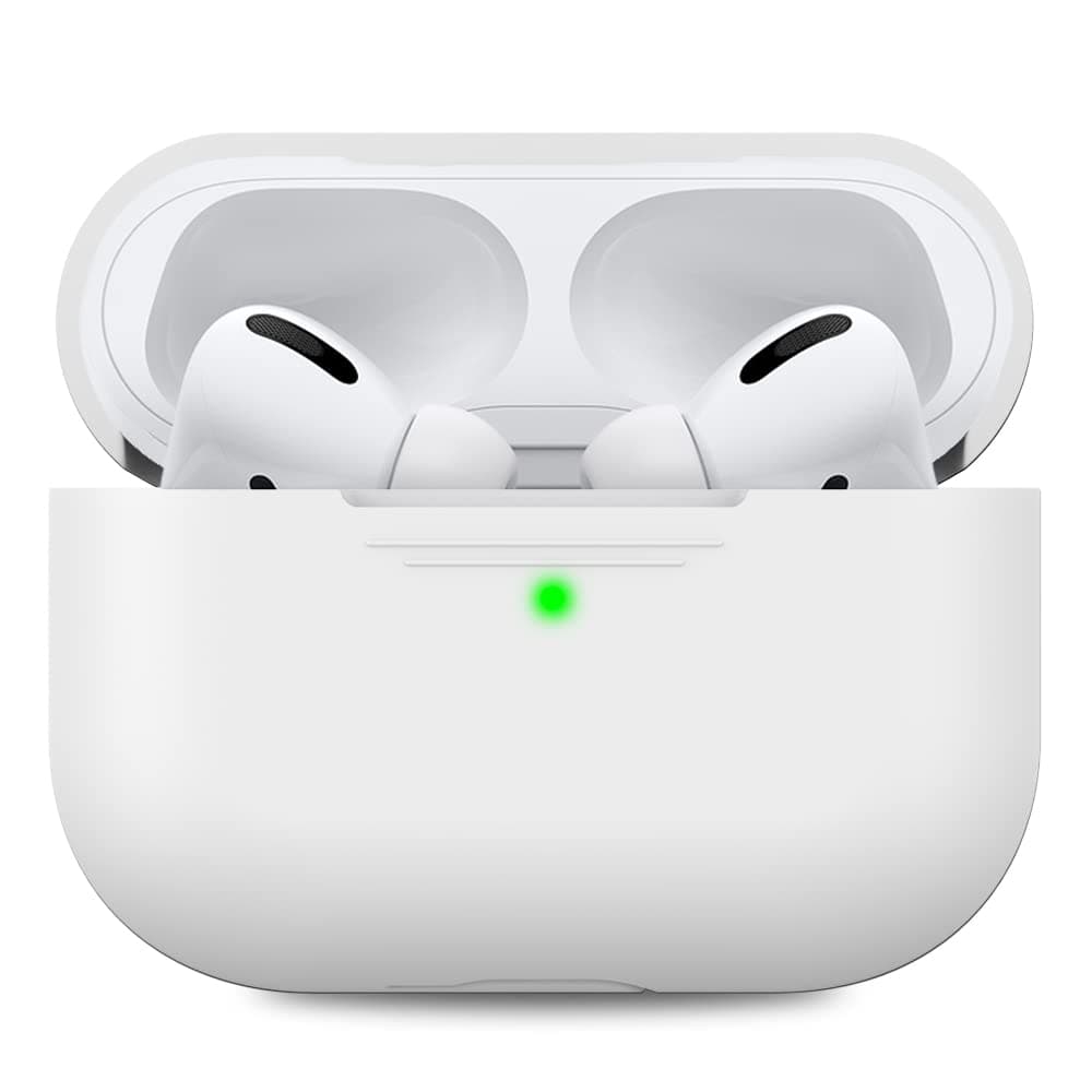 AHASTYLE Silikon Hülle für Airpods Pro Schutzhülle und Haut Case für AirPods Pro 1st/2nd Generation [Front-LED Sichtbar] [Kabelloses Laden] Kompatibel mit Airpods Pro 2019 Airpods Pro, sans Mousqueton A-Weiß Angebot bei HelloDeals