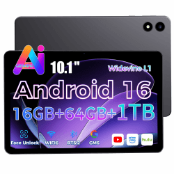 2026 Neuestes Tablet 10.1 Zoll Android 16 mit Gemini AI, 16GB RAM + 64GB ROM, GMS Widevine L1, WiFi 6 & BT 5.2, Dünn und leicht Tablet mit Gesichtserkennung (Grau) Angebot bei HelloDeals