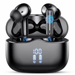 Bluetooth Kopfhörer, 2026 Kopfhörer Kabellos Bluetooth 5.4 mit 4 ENC Noise Cancelling Mics, Tiefer Bass 40Std Spielzeit In Ear Kopfhörer, IP7 Wasserdicht Sport Ohrhörer für Büro/Sport/Studium Schwarz Tiefschwarz Angebot bei HelloDeals