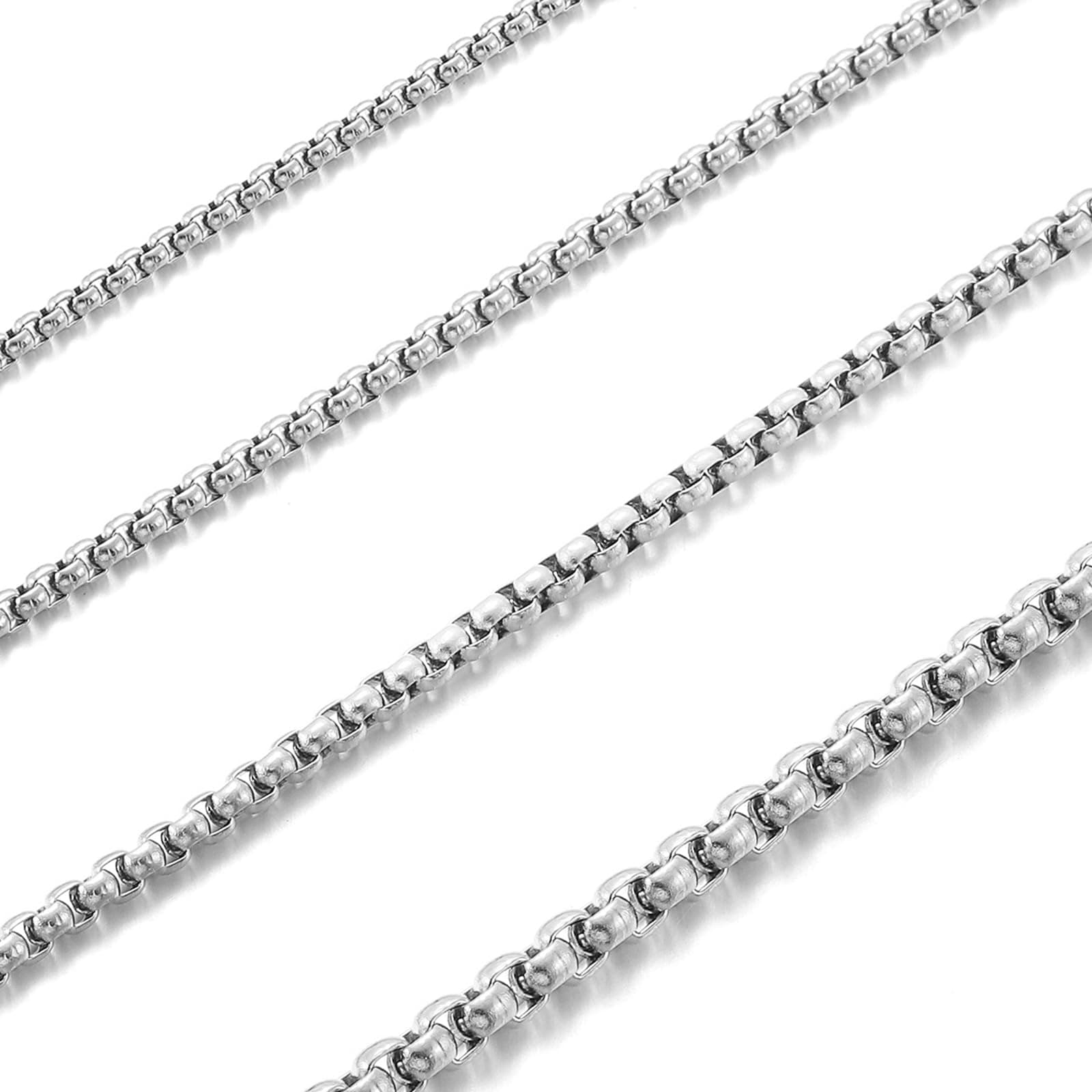 RWQIAN Herren Damen Edelstahl Kette Silber/Gold/Schwarz Venezianierkette Männer Briolette Kette Box Halskette Breite 2/2.5/3/4MM Länge 45-70CM Silber-2.0mm 55.0 Zentimeter Angebot bei HelloDeals