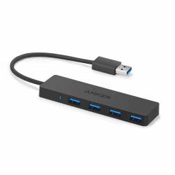 Anker 4-Port USB 3.0 Ultra Flacher Datenhub, Geeignet für MacBook, Mac Pro/mini, iMac, Surface Pro, XPS, Notebook PC, USB Flash Drives, Mobile HDD, und mehr USB (20cm Kabel) Angebot bei HelloDeals