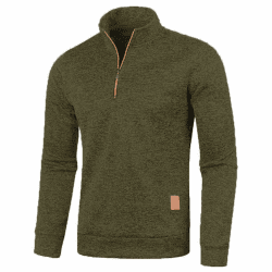 Half Zip Pullover Herren Ohne Kapuze Männer für Solid Arbeitspullover Oversize Winter Sport Arbeitspullover Sweater Men Alphanumerisch XL Armeegrün Angebot bei HelloDeals