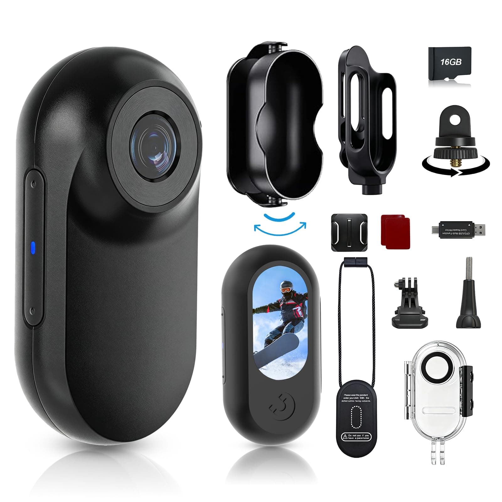 Bodycam 1080P Mini Action Cam 20M Wasserdicht mit Schutzhülle, 26g Ultraleicht Unterwasserkamera, Helmkamera Motorrad POV Kamera für Fahrrad, Ski, Outdoor Abenteuer & Geschenk für Damen und Herren black Angebot bei HelloDeals