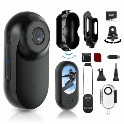 Bodycam 1080P Mini Action Cam 20M Wasserdicht mit Schutzhülle, 26g Ultraleicht Unterwasserkamera, Helmkamera Motorrad POV Kamera für Fahrrad, Ski, Outdoor Abenteuer & Geschenk für Damen und Herren black Angebot bei HelloDeals