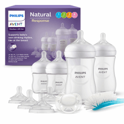 Philips AVENT Babyflaschen Natural Response, Geschenkset für Neugeborene – Babys von 0–12 Monaten und älter (Modell SCD838/13) Gift set and 4 teats Single Angebot bei HelloDeals