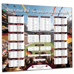 MOECSHSY WM 2026 Spielplan Poster A1 laminiert - Komplette Übersicht aller 104 Spiele, 48 Nationen - Spezial Deutschland Fan Design - Fussball WM 2026 Plan für Zuhause, Büro & Party Angebot bei HelloDeals