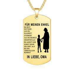 Halskette für Meinen Enkel Dog Tag Kette An Meinen Enkel Halskette mit Gravur Inspirierend Text Geschenk für Enkel von Opa Oma Gold-Oma Angebot bei HelloDeals