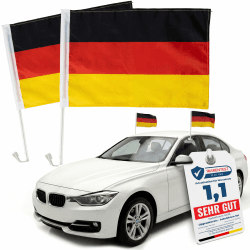 Upgrade4cars 2 x Deutschland Autofahne Fußball WM 2026 | Autoflagge Schwarz Rot Gold 45x30cm | Auto Nationalflagge Weltmeisterschaft Fanartikel MAX. 60 Km/h 2 Flaggen Schwarz Rot Gold Angebot bei HelloDeals