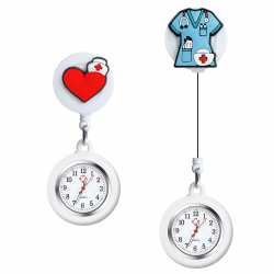 Vicloon Krankenschwester Armbanduhr Einziehbare, Schwesternuhr mit Glow Pointer und Clip, FOB-Uhr Quarzwerk, Silikonband, Ansteckuhr Fob für Krankenschwestern und Ärzte Herz Angebot bei HelloDeals